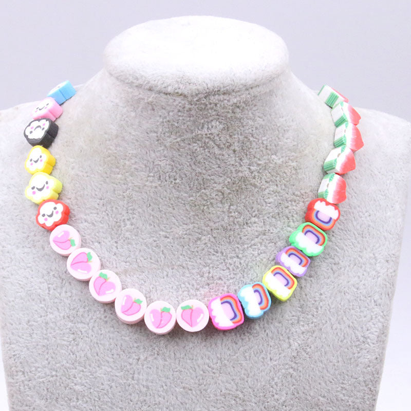 Wholesale 20pcs Soft Pottery Perforated Tablets Animal Fruit Heart Beads